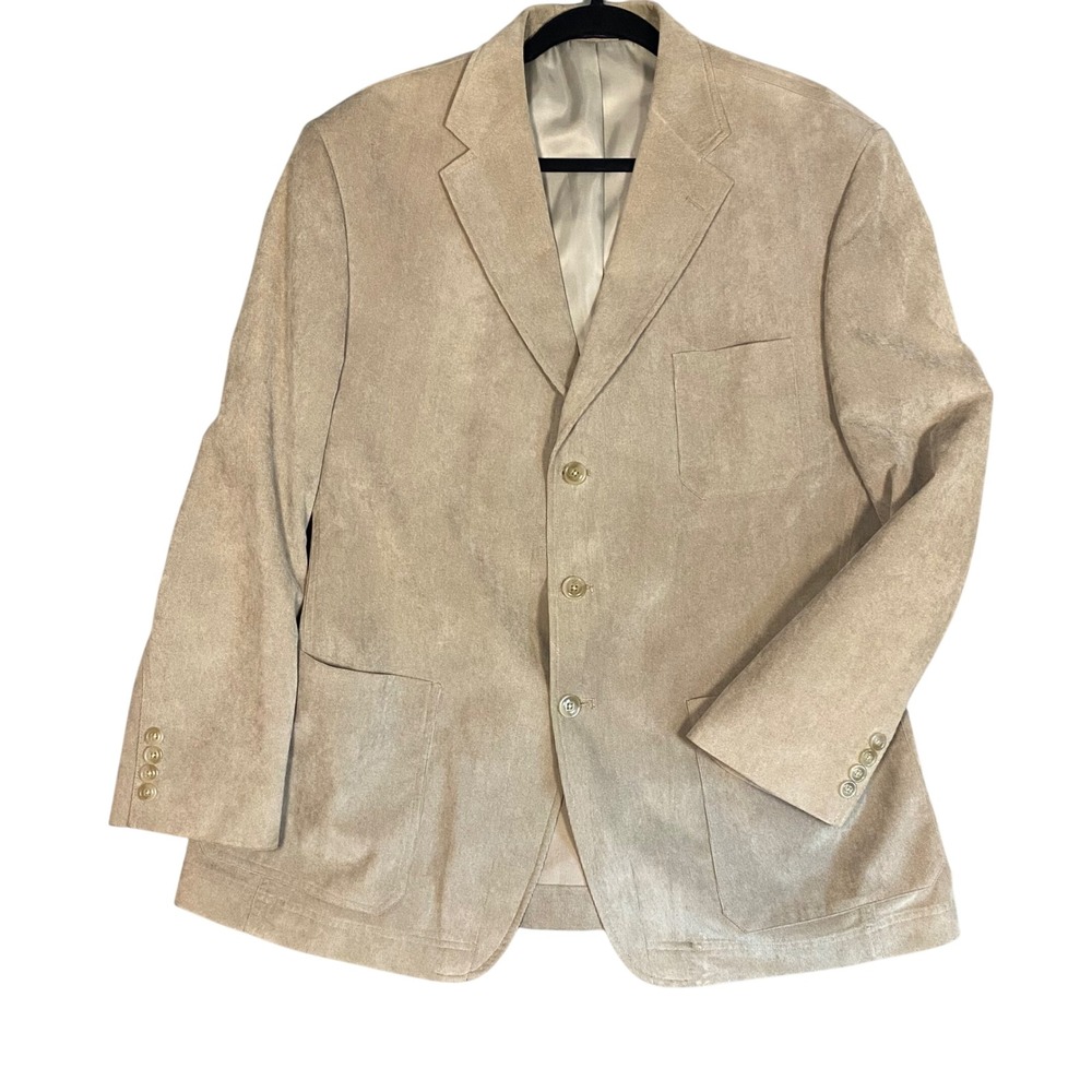 Haggar Menswear Tan‎ Corduroy Blazer Jacket 44R Casual Sport Coat Double Vented